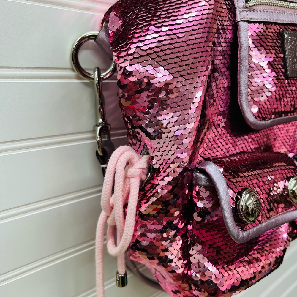 Coach Pink Sequin Tote Bag - Picture 5 of 9